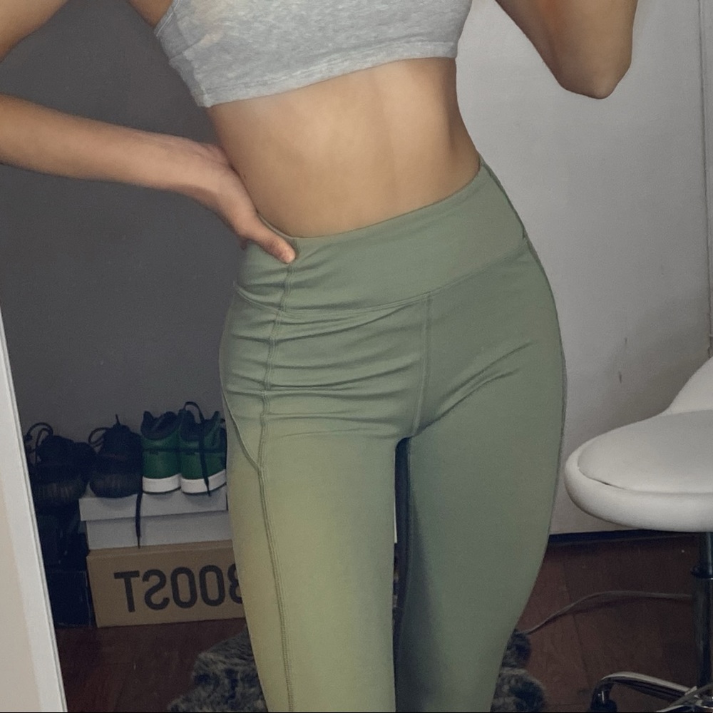 Pink olive green sports leggings